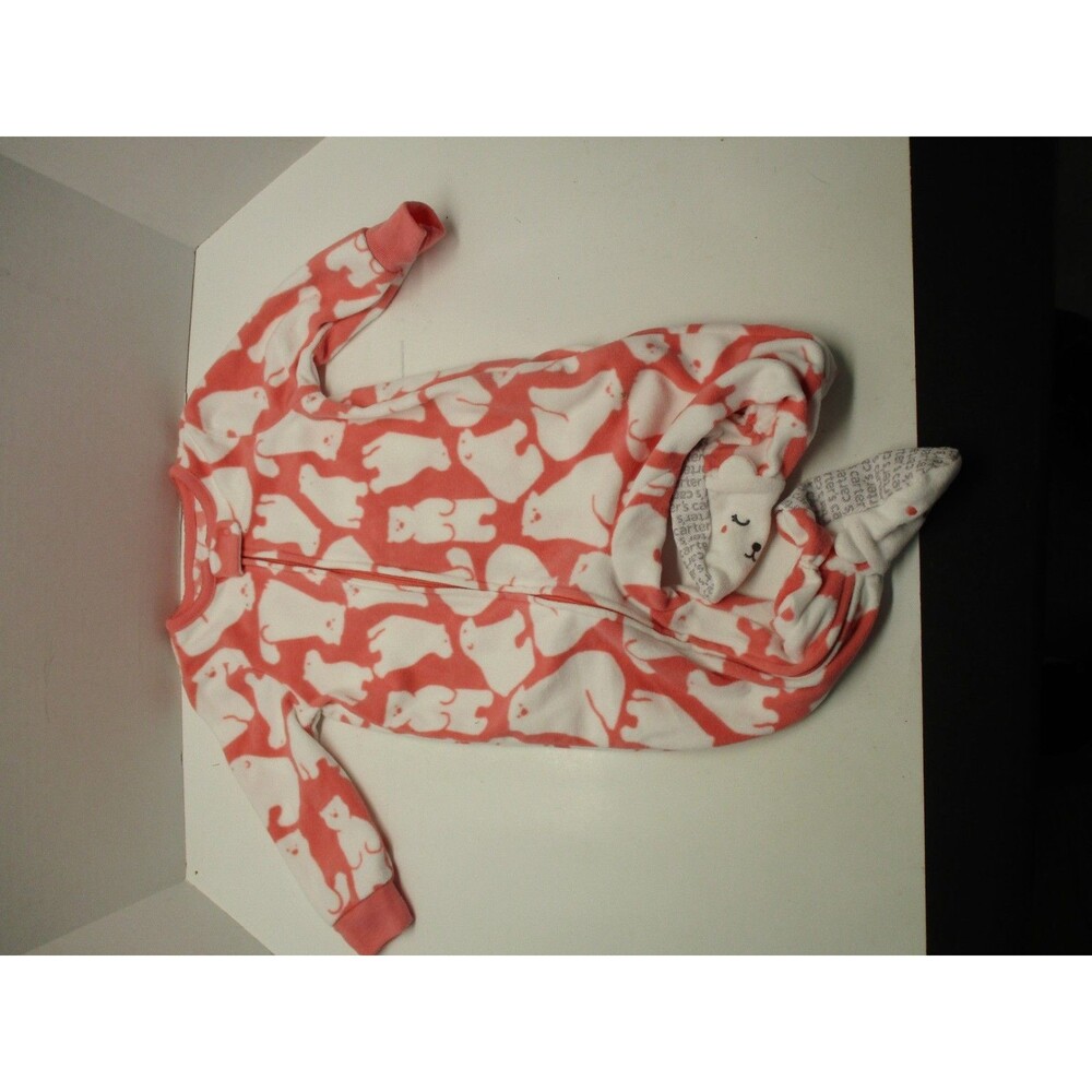 Toddler Girls Carters Fleece Footed PJ Size 12M Pink With Polar Bears